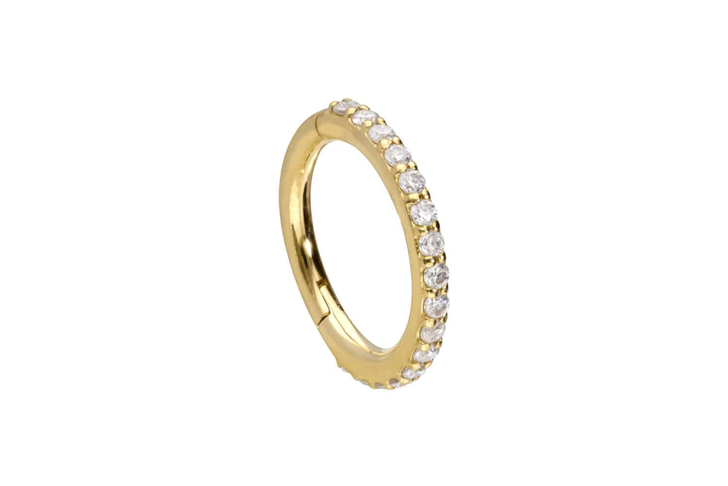 14/18 Karat Gold Segmentring Clicker EINGEFASSTE MOISSANITE